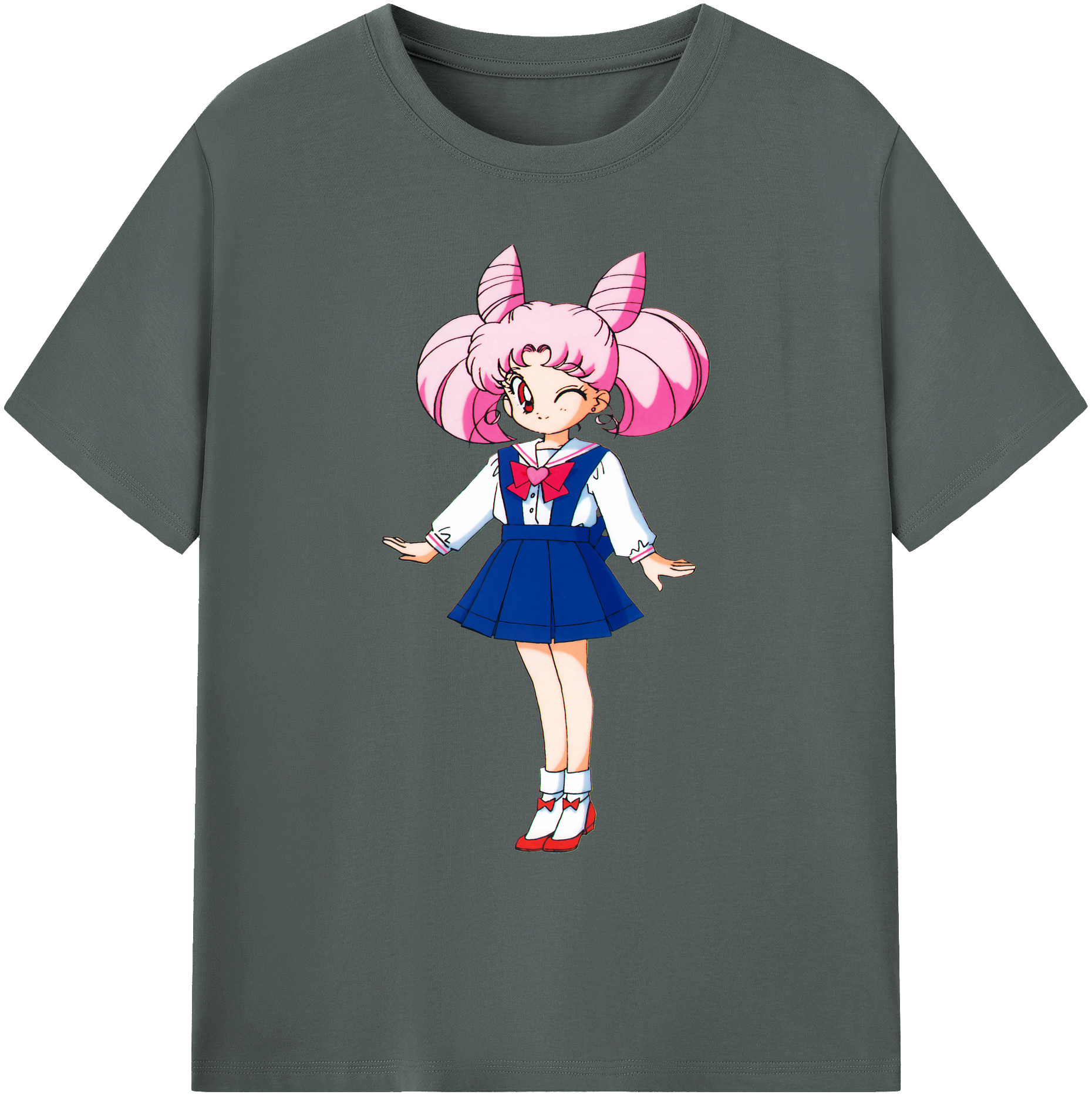 （画像用） 美少女戦士セーラームーン ちびうさ Sailor Moon Chibiusa Tsukino Usagi Small Lady Serenity 綿100％ メンズ半袖Tシャツ｜肌触りやわらか＆通気性